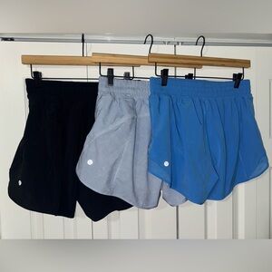 Lululemon athletica high rise shorts bundle sz 8, 4” black and blue